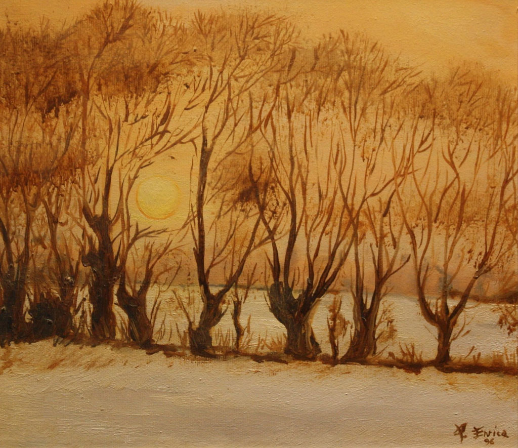 Paesaggio invernale olio su tela 35x30 - 1997