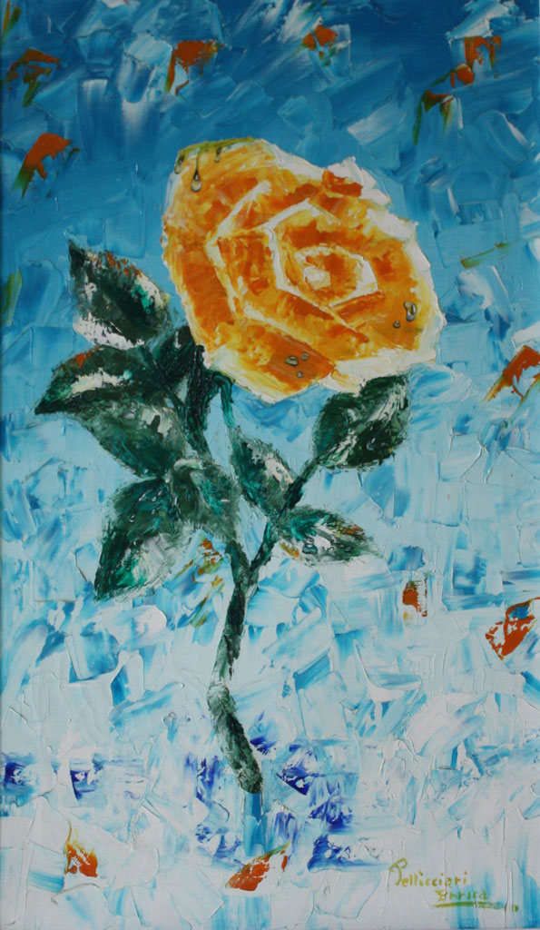 Rosa olio su tela tecnica a spatola 35X50 - 1996